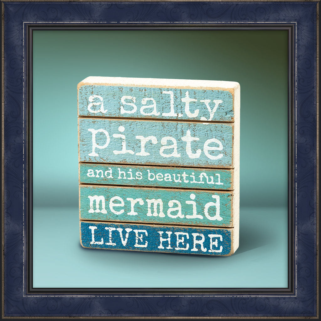 Block Sign - Salty Pirate and Mermaid