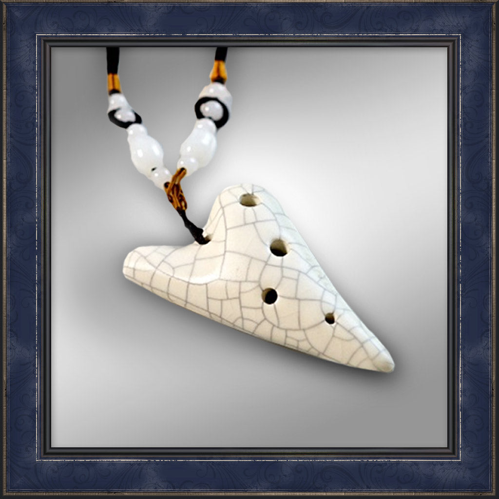Ocarina - 6 Hole Mini Necklace, Sparkling White
