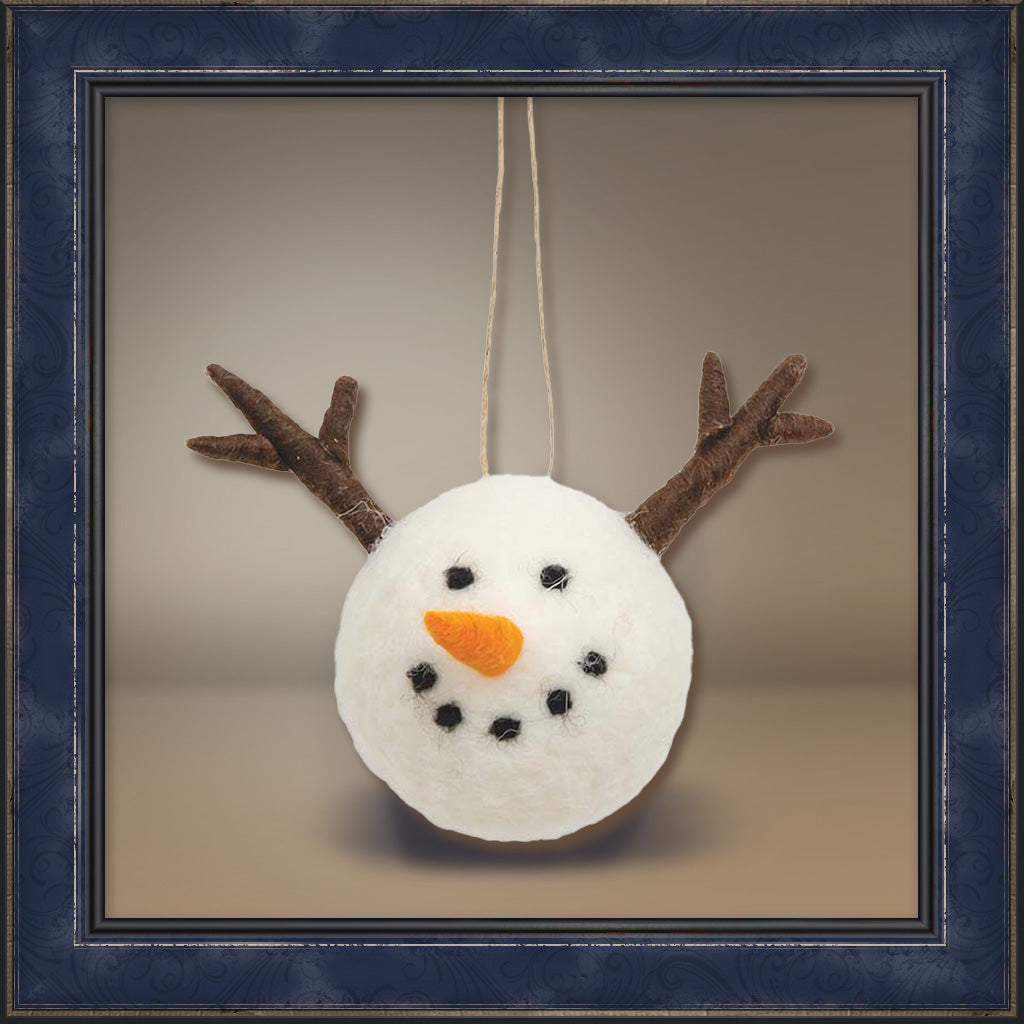 Ornament -  Wool Snowman Reindeer