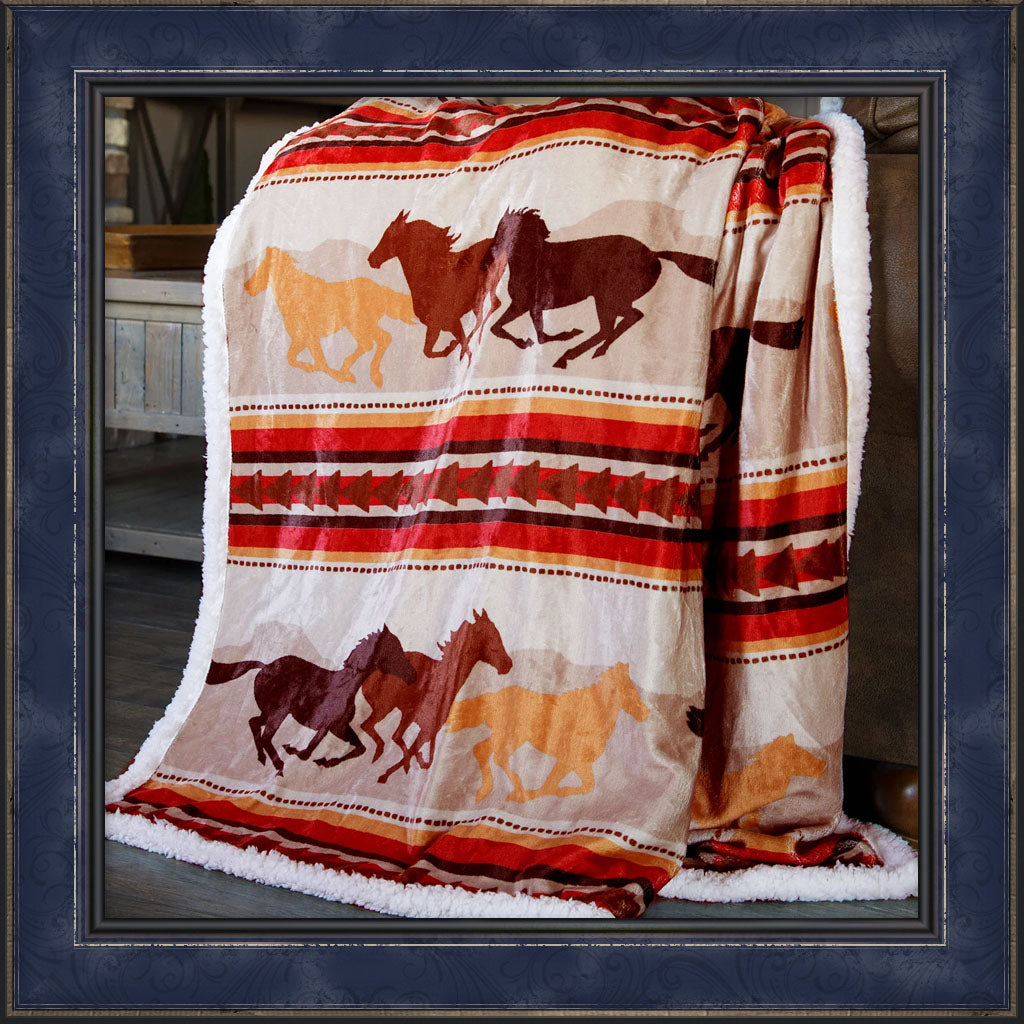 Plush Throw - Wrangler® Running Horse Plush Sherpa Throw