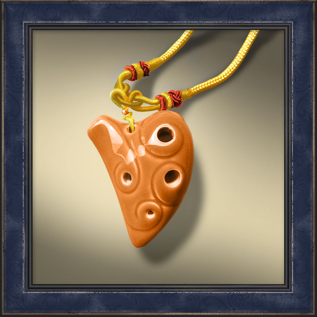 Ocarina - 6 Hole Mini Heart, Tangerine