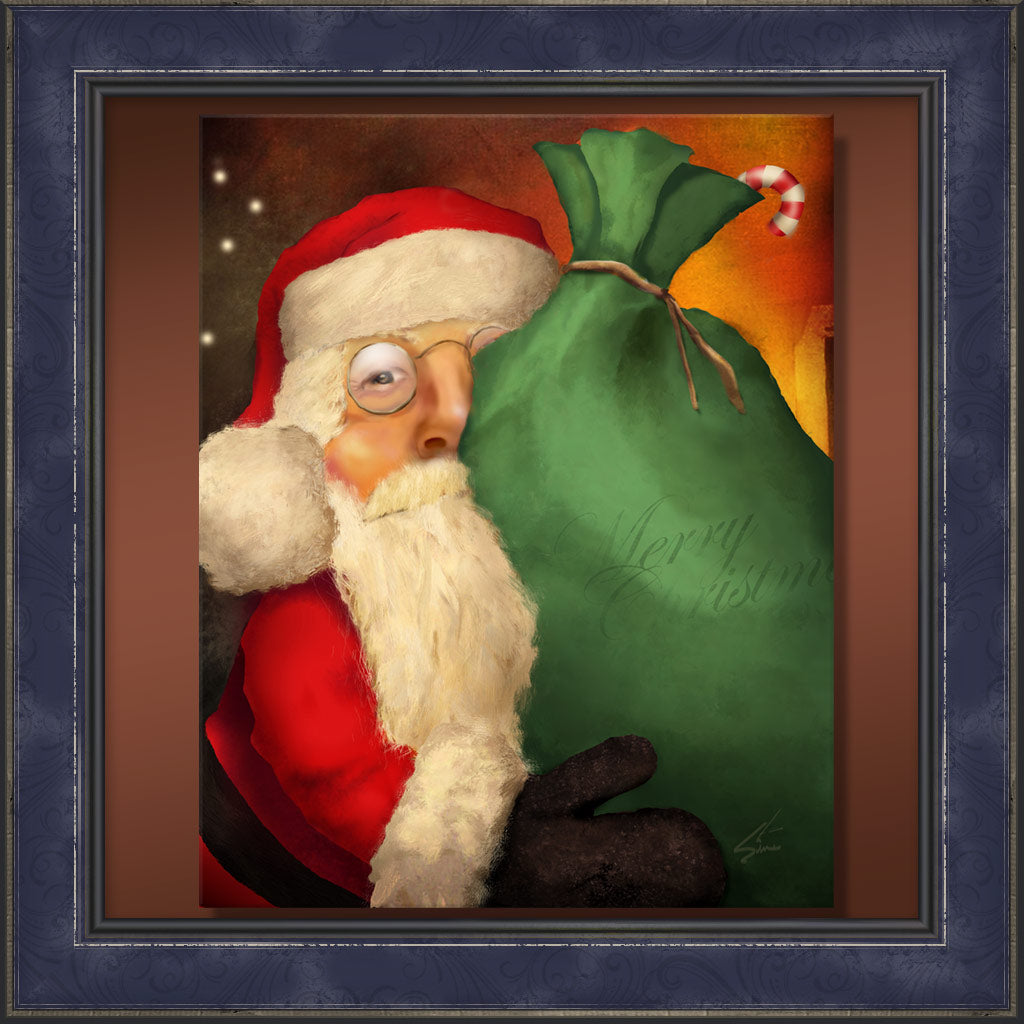 Santa Toy Bag, Original Art Print